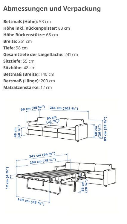Ikea Divani: IKEA VIMLE Bettsofa 3er grau – NEUWERTIG – Nuovo (secondo la descrizione) da Brig venduto da gia_dpv8 1