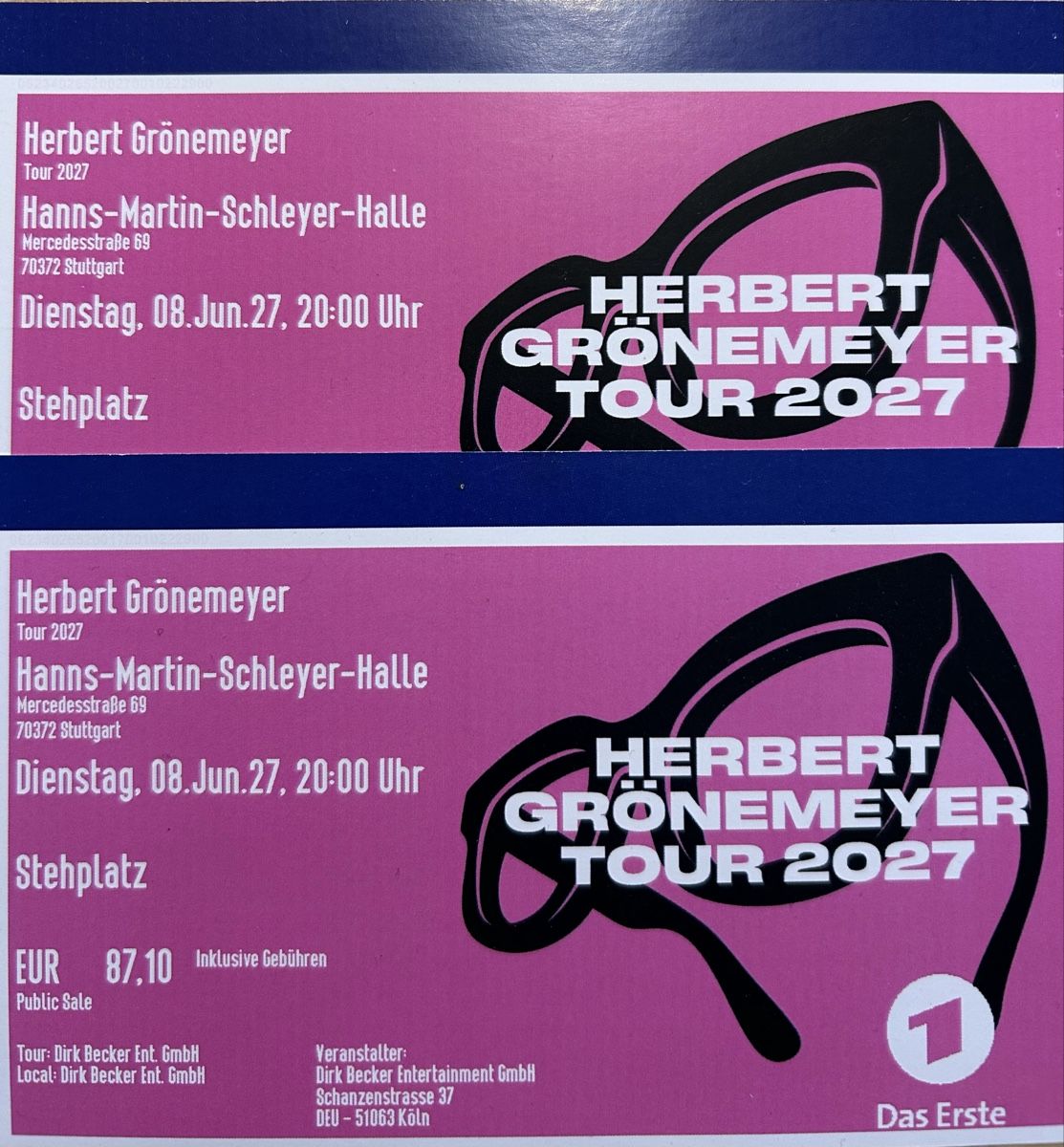 Biglietti: 2 Herbert Grönemeyer Konzerttickets  – Nuovo e nell'imballaggio originale da Tobel venduto da chr_8kcg