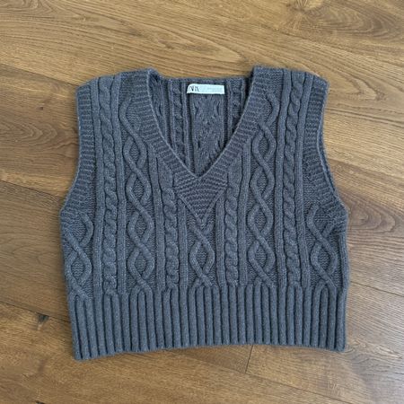 ZARA Strickweste grau – Zopfmuster / Pullunder – Gr. S