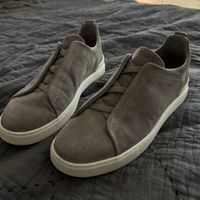 Zegna Triple Stitch Sneakers Grey Suede Size 9 New