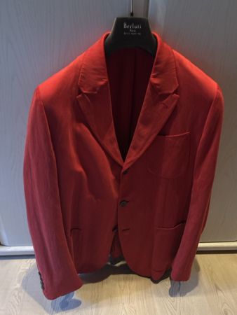 Berluti Veste d'été rouge en soie et lin, taille 54 !