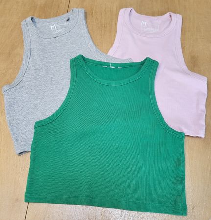Lot de 3 tops d'été côtelés, taille M 
