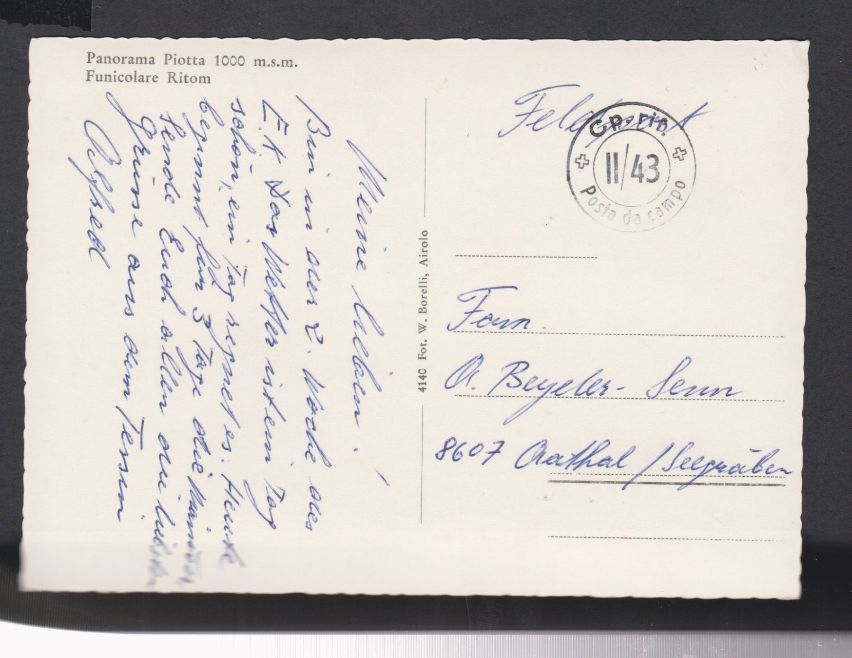 Cartoline postali: Piotta  TI   :   alte Ansichtskarte Gesamtansicht – Usato da Vitznau venduto da Ropaku 1