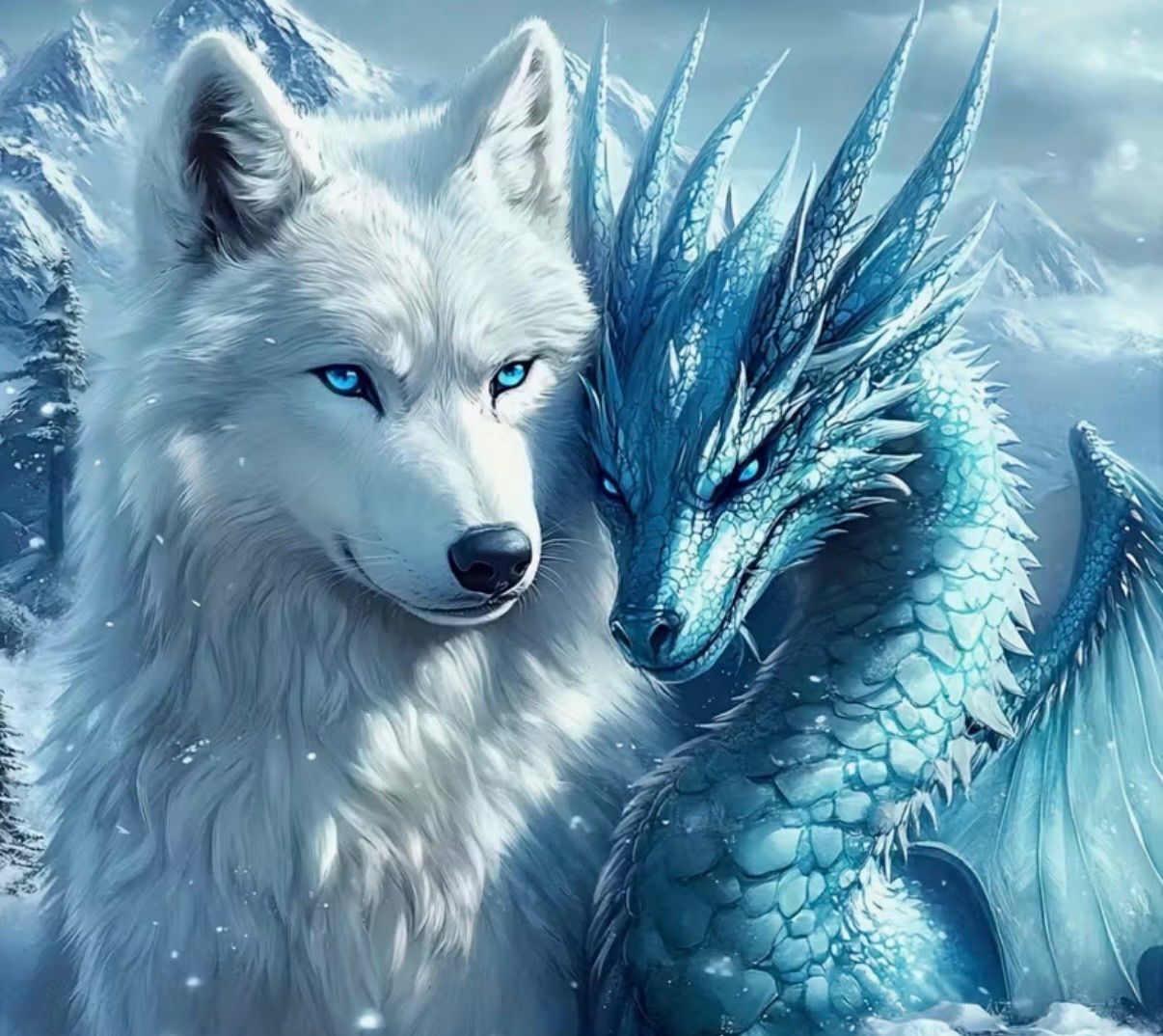Kit bricolage: Diamond Painting: weisser Wolf & blauer Drache 40x40cm – Nuovo e nell'imballaggio originale da Teufenthal AG venduto da MeineSchatztruhe