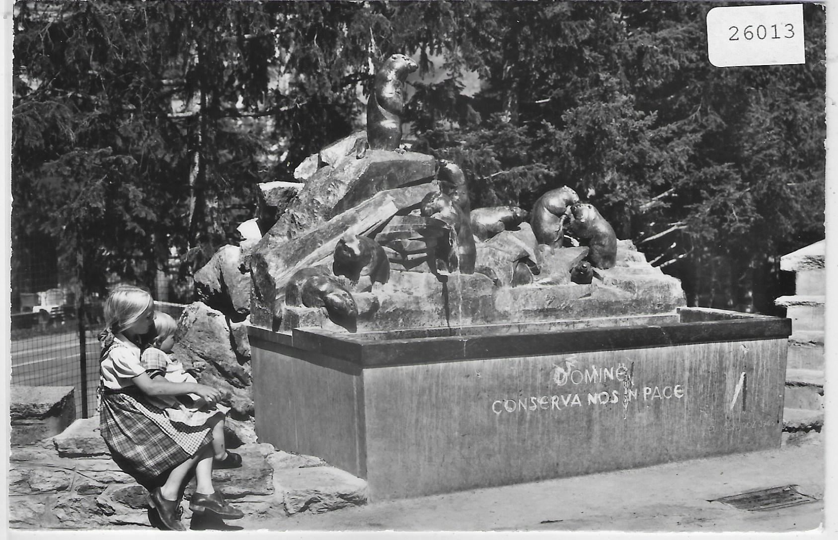Cartoline postali: Der Murmeltierbrunnen in Zermatt – Antico da Ettingen venduto da Kartenplanet