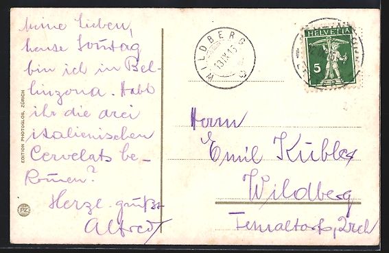 Cartes postales: Bellinzona, Teilansicht mit durchfahrend – D'occasion à Berlin par bartko-reher 1