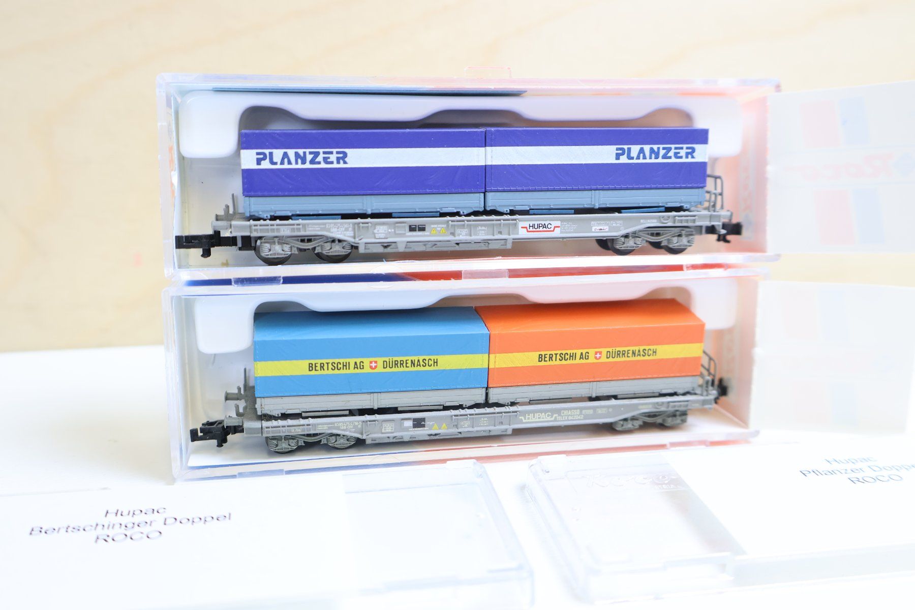 Roco Modellini di ferrovie: ROCO 2 x SBB HUPAC Wagen Set 25213/15 Spur N – Usato da Winterthur venduto da Monstera 4