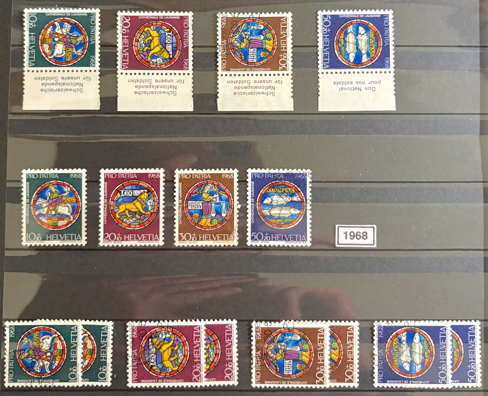 Tutti i francobolli: Timbres suisses 1968 Vitraux – Usato da Lausanne venduto da Cabessa