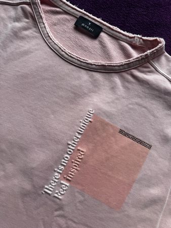 Monari Shirt Rosa Glitzer Print, Grösse 38, Top Zustand!