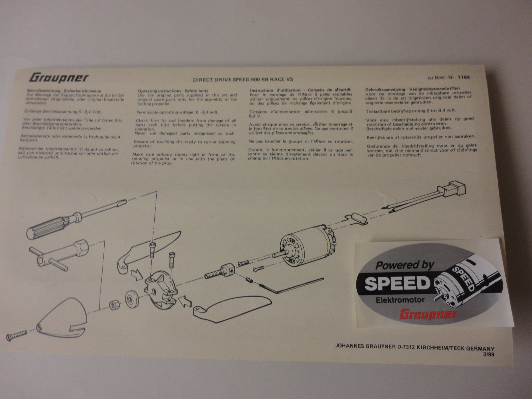 Graupner Modellismo RC: Graupner Speed 500 BB Race VS 7,2V Antriebsset neu – Nuovo e nell'imballaggio originale da Horgen venduto da RcModell 4