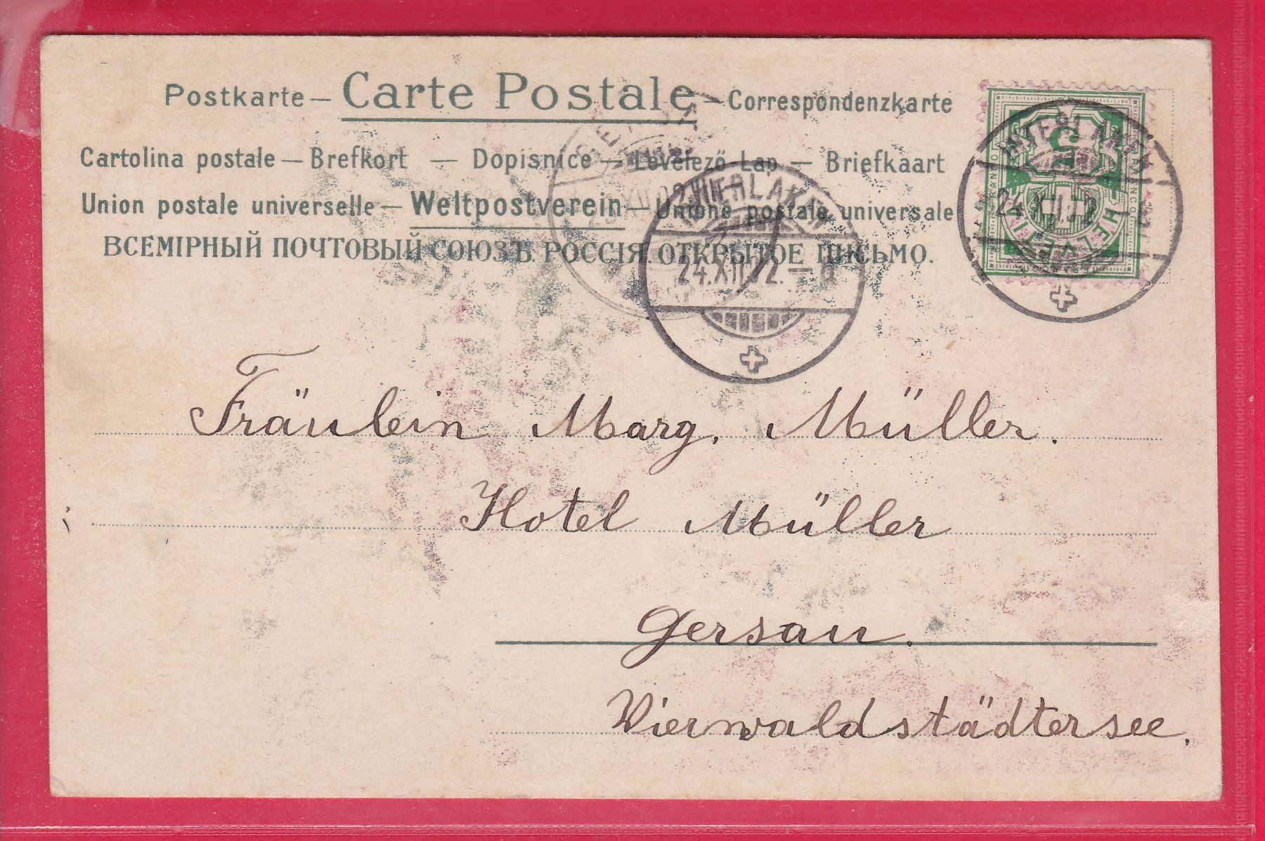Cartoline postali: FRÖHLICHE WEIHNACHTEN, 24.12.1902 – Usato da Oberrieden venduto da Gebirgsstelze 1