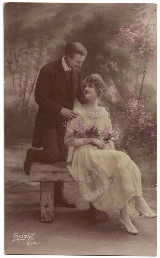 Cartoline postali: Romantik: Paar bei Sitzbank am Teich – Usato da Frauenfeld venduto da POML