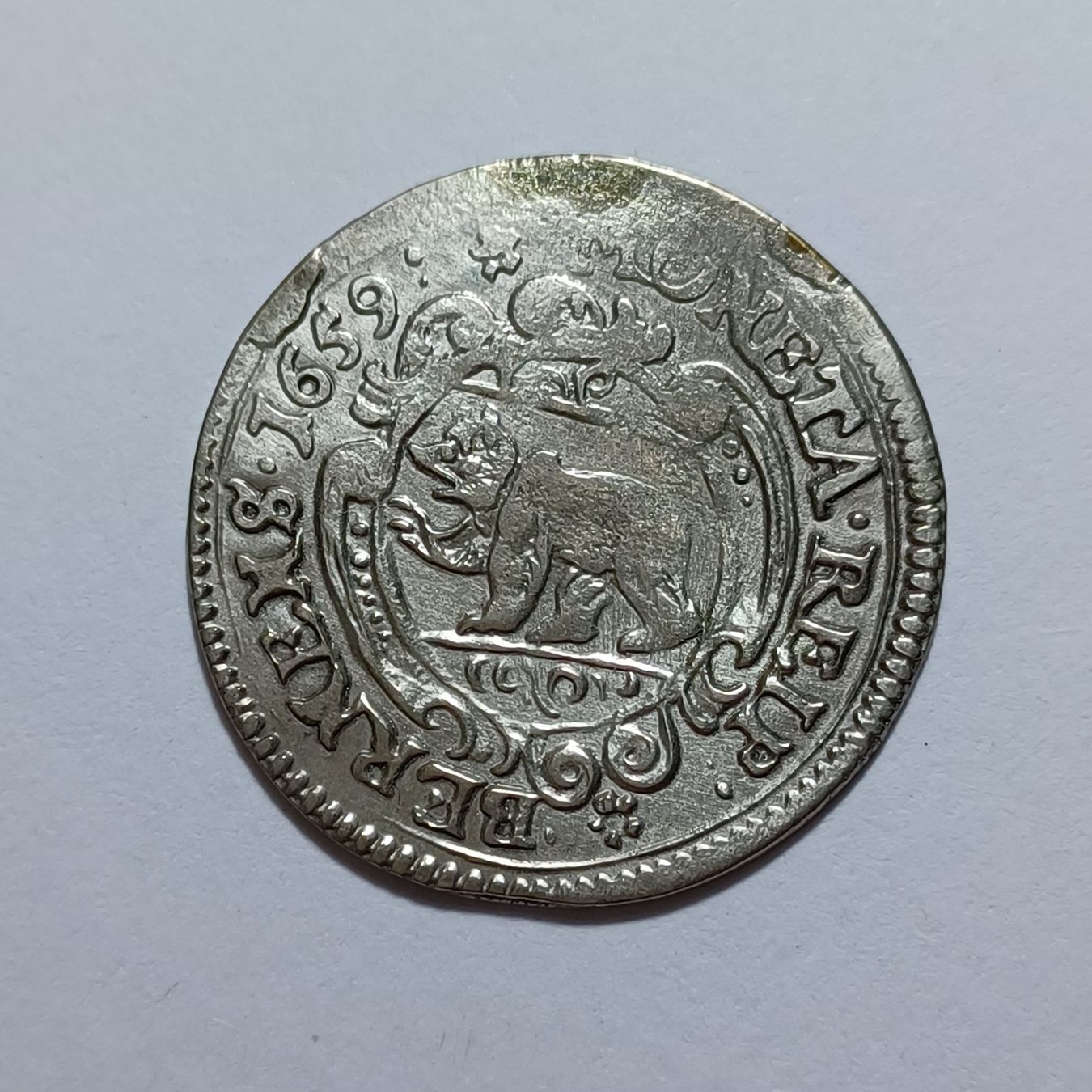 Alle Münzen: 20 Kreuzer 1659 Bern HMZ 2-194c – Gebraucht aus Pfäffikon ZH von Schweizer_Muenzen
