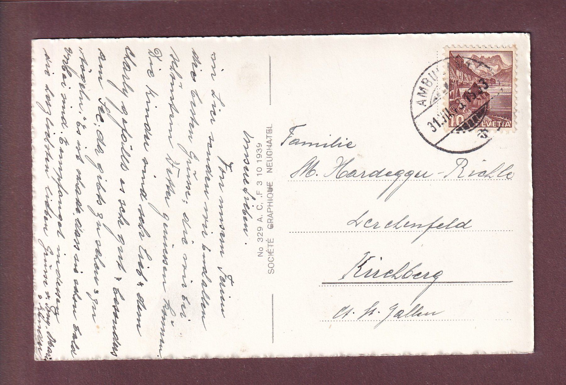 Cartoline postali: ST. BLAISE - Chapelle catholique - 1943 – Usato da Pully venduto da nicecards 1