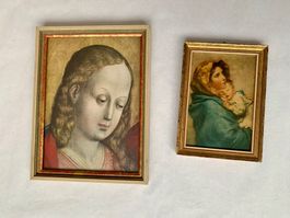 2 religiöse Bilder mit Rahmen, gerahmt, vintage Stil