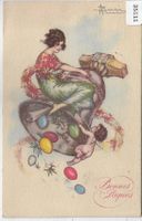 A. Busi - Bonnes Paques - Frohe Ostern - Femme Dame Engel