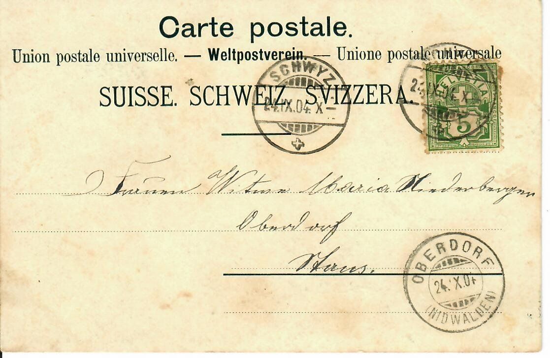 Cartes postales: Gruss von Schwyz 1904 – D'occasion à Hochdorf par Ziegel-16 1