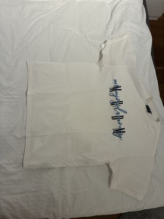 T-Shirt MR.ENJOY DA MONEY weiss Grösse M leicht fleckig