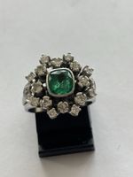 Smaragd Ring mit Diamanten, 750 /585echtes Gold!