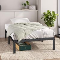 Metallbett 100x200 cm mit Lattenrost und Stauraum schwarz