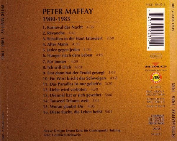 CD: Maffay Peter: 1980-1985 Digitally Remastered CD – Nuovo e nell'imballaggio originale da Steinhausen venduto da Vilivinili 1