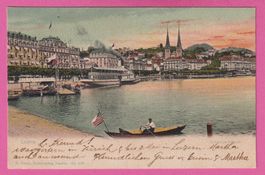 Luzern gel 1903 Schweizerhofquai mit Schiff