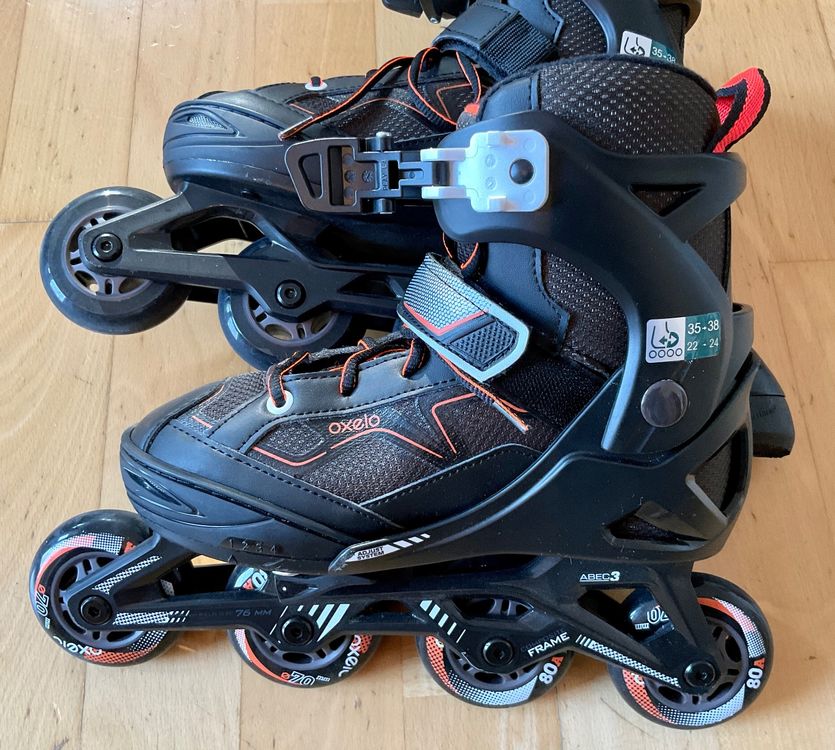 Oxelo inline skates with matching set of Oxelo knee pads, el Kaufen