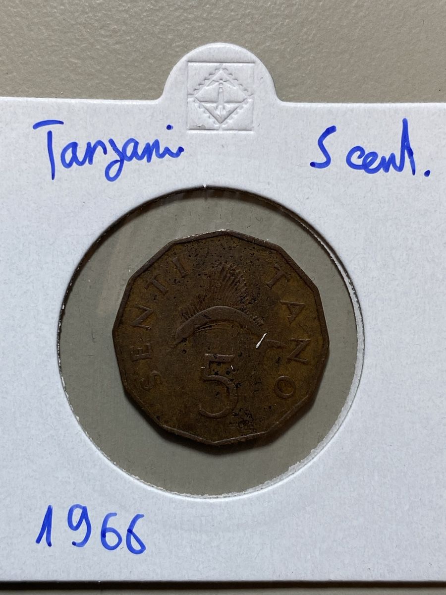 Tutti le monete: Tanzanie - 5 cents - 1966 – Usato da Payerne venduto da Mike1682