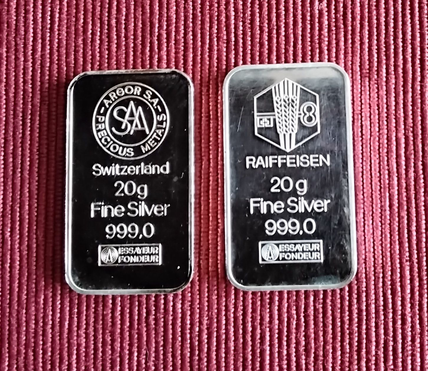 Métaux précieux: 2x 20 gr.Silberbarren – D'occasion à Sonnental par joh_p7np