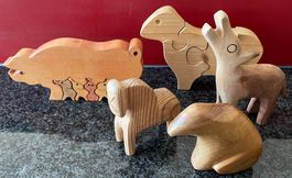 5 Holztiere Set, Holzspielzeug, Kinderspielzeug,