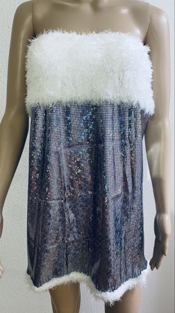 Party Kleid Silber Glänzen funkeln , Gr./M