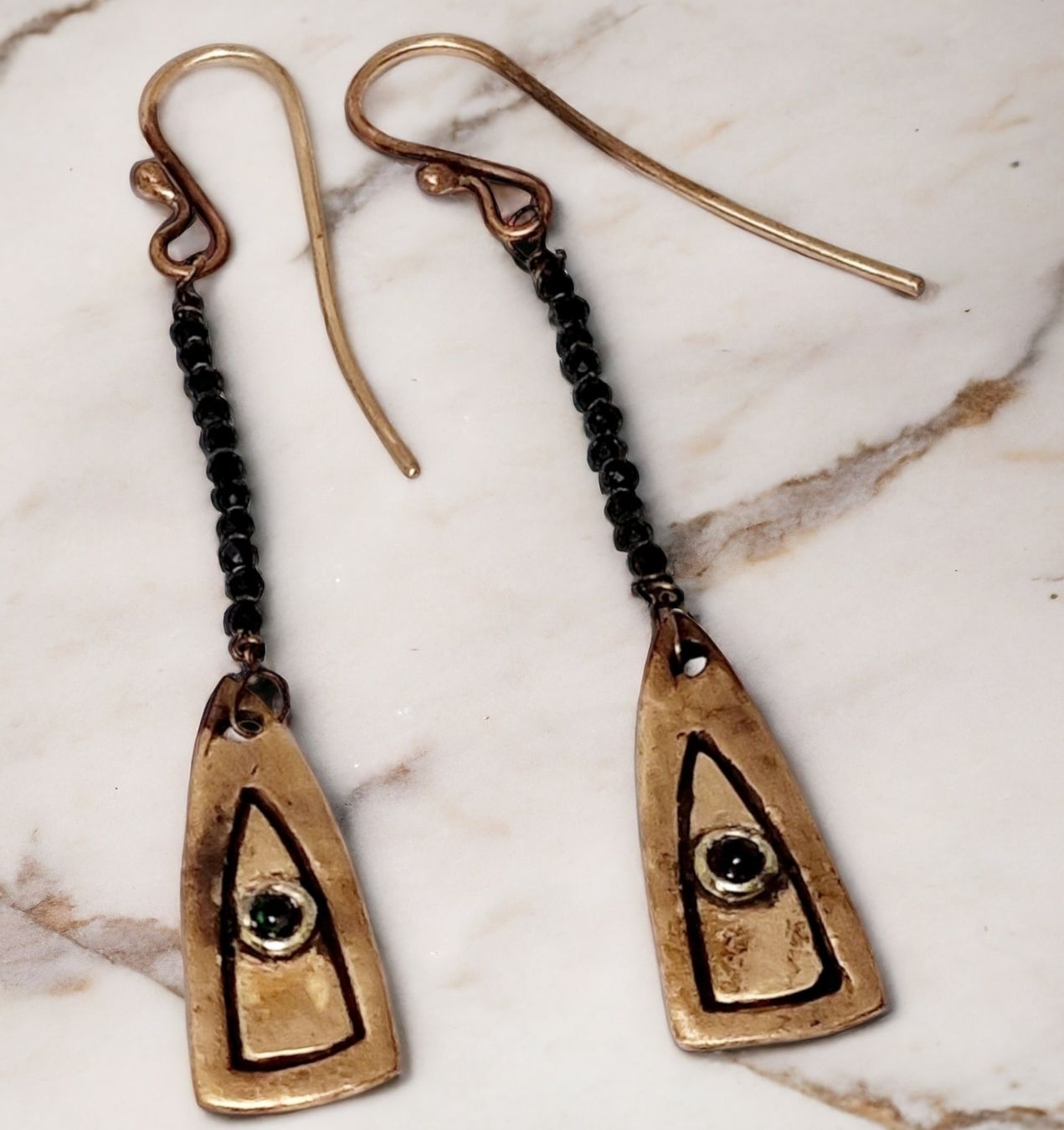 Boucles d'oreille: Ohrhänger. Bronze, schwarzer Opal & Turmalin – Neuf avec emballage d'origine à Aarau par Schmuckhoehle_MD 8