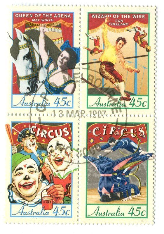 Tous les timbres: Briefmarken "Zirkus". Australien. – Neuf avec emballage d'origine à Basel par Butsch5