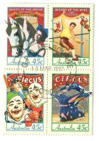 Briefmarken "Zirkus". Australien.