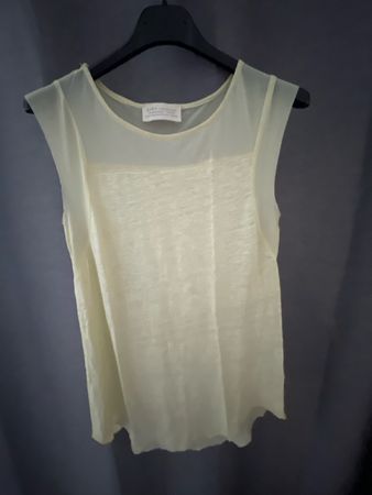 Zara pale yellow summer top, size M- chic & sheer! s/m