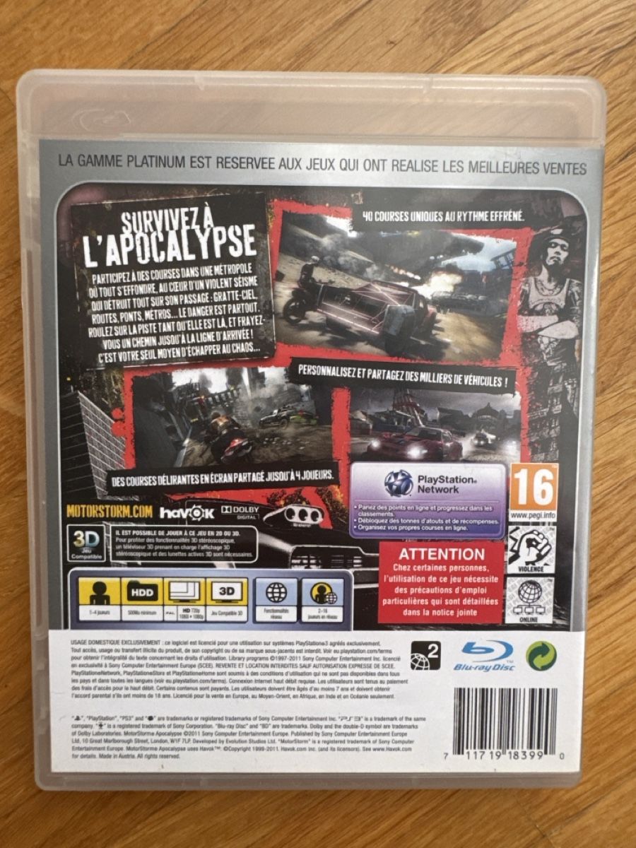 Sony Giochi: Jeu PS3 MotorStorm Apocalypse Ab.1fr – Usato da Ependes VD venduto da Steeve_U 1