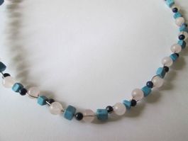 Wundervolle Elsteinkette versch. Türkis Rosenquarz und Lapis