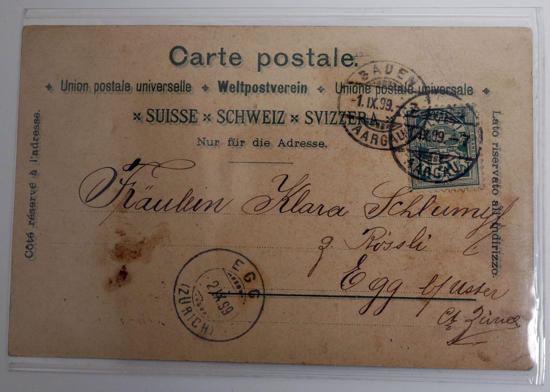 Cartoline postali: Ansichtskarte Mellingen AG, Ansicht von 1899, 4 Bilder – Usato da Lausen venduto da mexico81 1