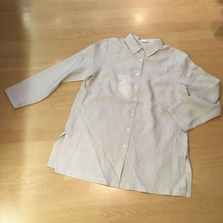 B.M. Company LA Long Bluse Leinen meliert beige weiss Gr 42