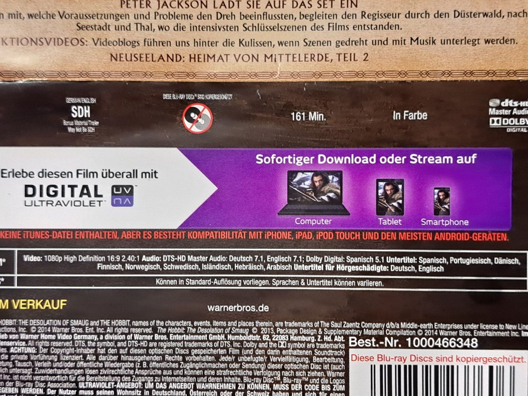 Tutti i DVDs: HOBBIT, Smaugs Einöde. Blu-ray 2-Disc STEELBOOK – Nuovo (secondo la descrizione) da Unterseen venduto da Kanica 8
