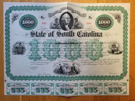 Historisches Wertpapier South Carolina (USA) 1869
