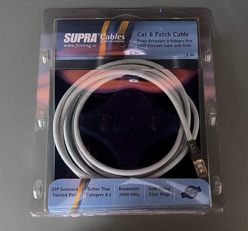 Supra Cavi: SUPRA Cat 8 Patch Cable 3 m OVP HighEnd LAN Netzwerkkabel – Usato da Adlikon b.Regensdf venduto da Cabelking_87