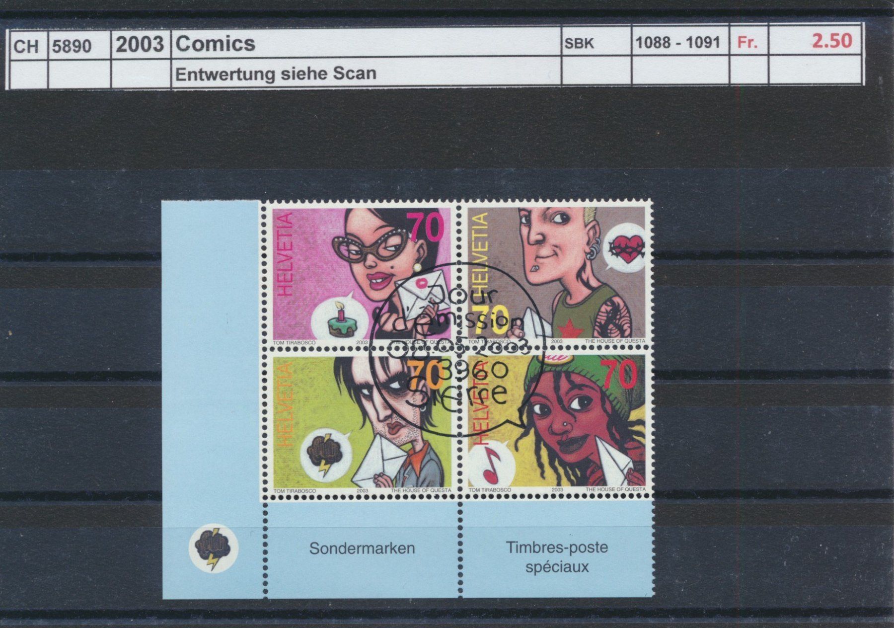 Tutti i francobolli: 2003 "Comics" - Zusammendruck, ET - Stempel – Usato da Winterthur venduto da Zupogeru