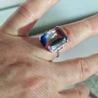 Silberring Gr. 59 mit grossem Regenbogen Stein