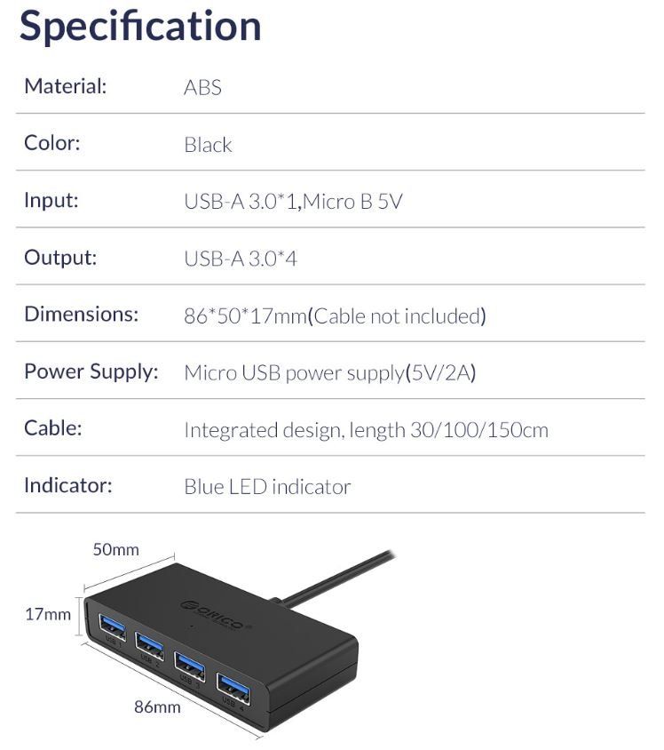 Hub & Switch: USB-3.0 / 4 Port Hub mit 1.5m Kabel – Nuovo (secondo la descrizione) da Niederglatt ZH venduto da K1r7 4