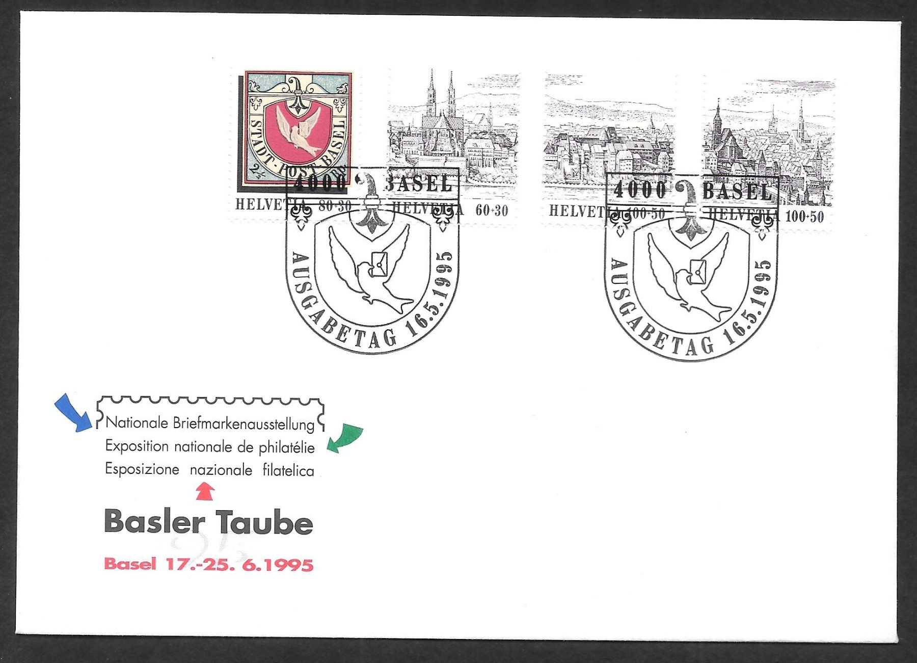 Tutti i francobolli: FDC Serie Einzelwerte W75-W78 Basler Taube Basel 16.5.1995 – Nuovo (secondo la descrizione) da Olten venduto da clotaldi