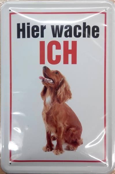Insegne: Blechschild-IRISH SETTER-HIER WACHE ICH – Nuovo e nell'imballaggio originale da Rupperswil venduto da big-one-sale