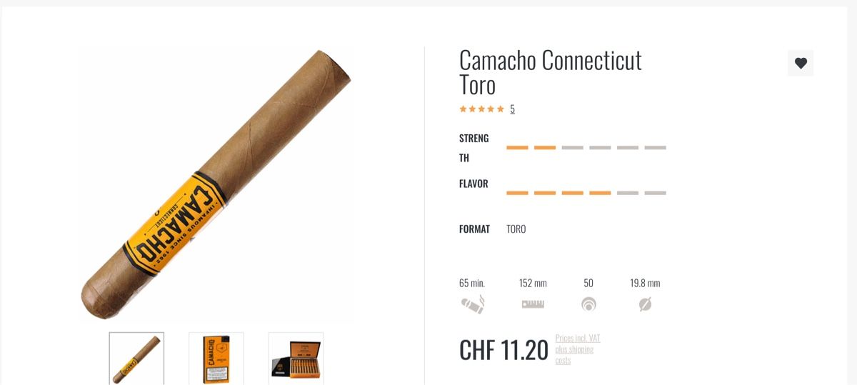 Camacho Sigari: Camacho Nicaragua Zigarren 5 Stuck  – Nuovo e nell'imballaggio originale da Brugg AG venduto da GiovanniVercetti 2