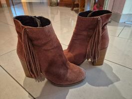 Globus Damen Stiefletten Schuhe echt Wild Leder Grösse 37