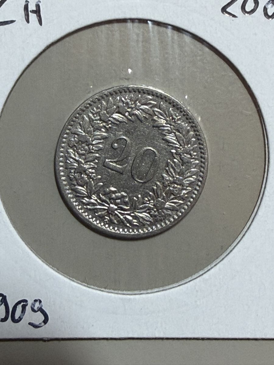 Alle Münzen: CHF 0.20 - 1909 – Gebraucht aus Payerne von Mike1682